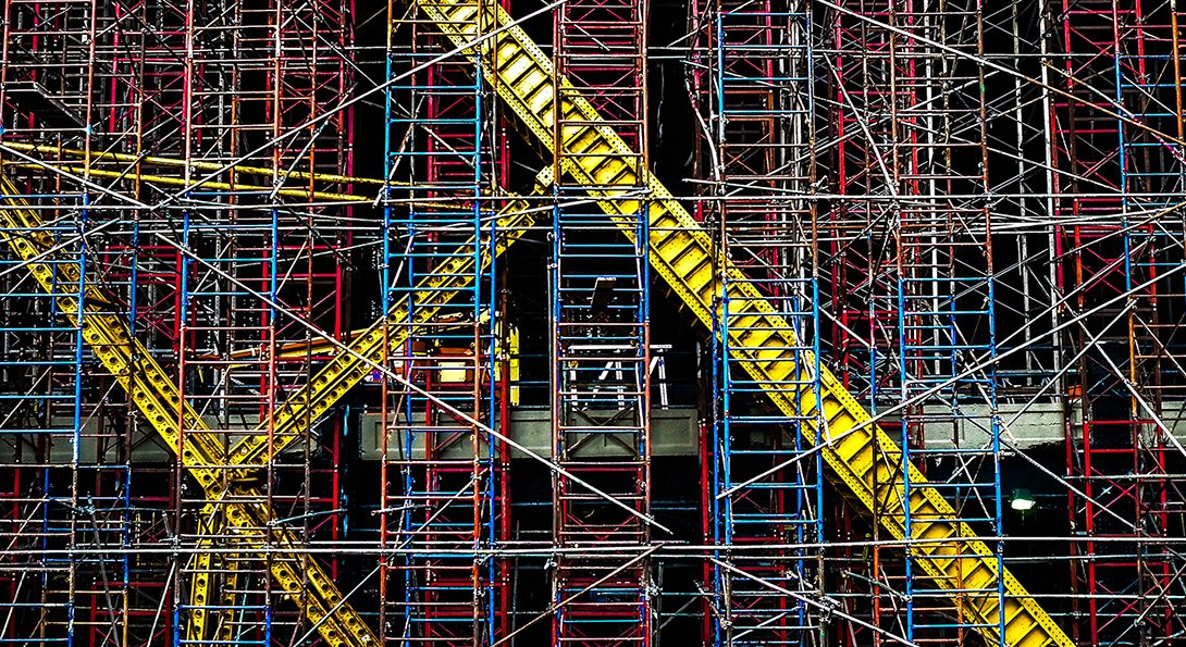 multicolored scaffolding
